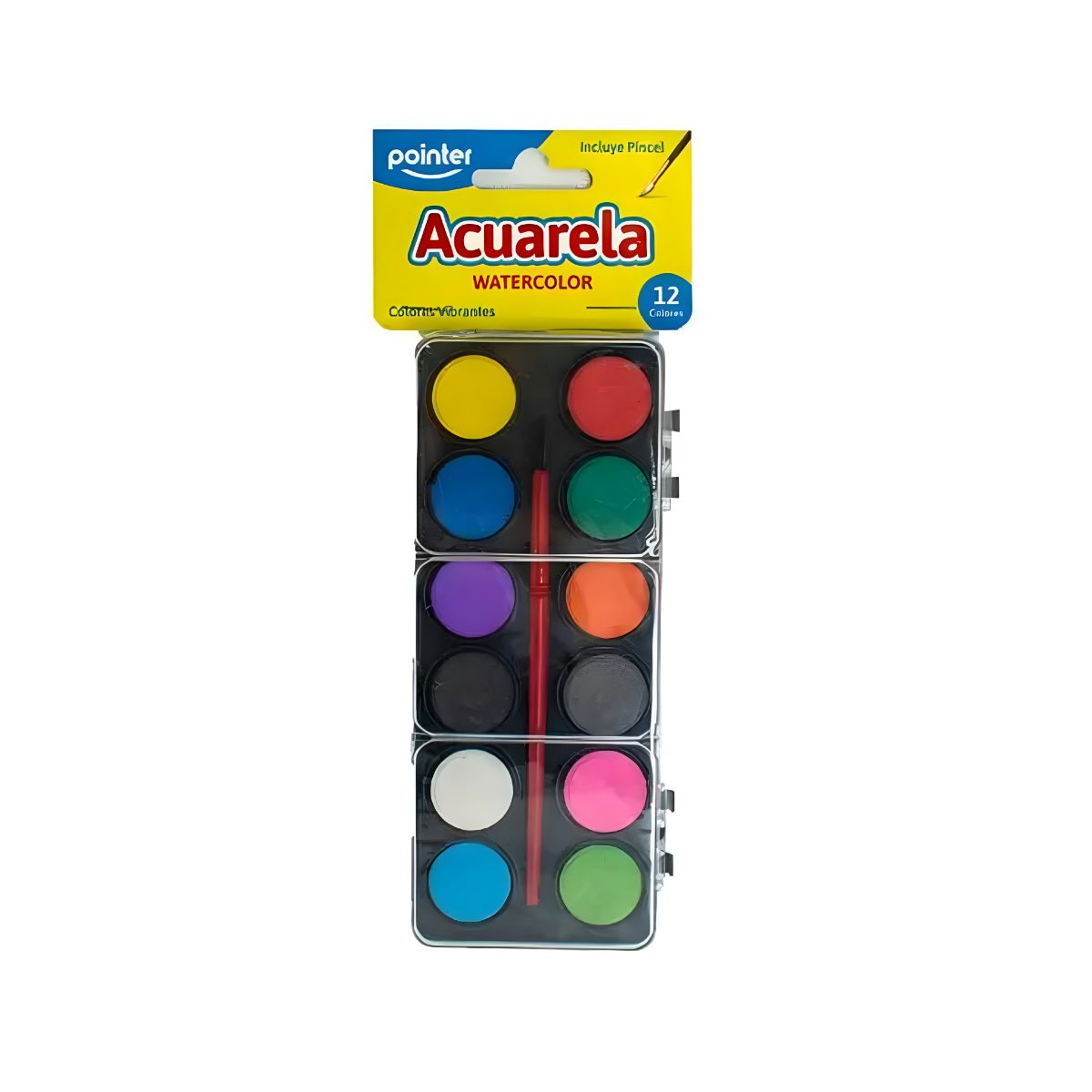 Acuarela-Pointer-12 Colores-Estuche Plastico-Con Pincel-1 Unidad